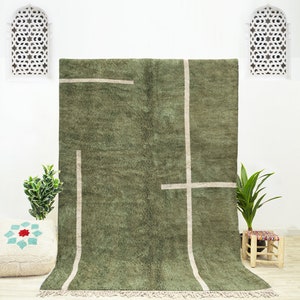 Green Moroccan Rug, Handmade Wool Rug, Green Rug for Living Room, Geometric Rug, Moroccan Rug Green, Green Rug 8x10
