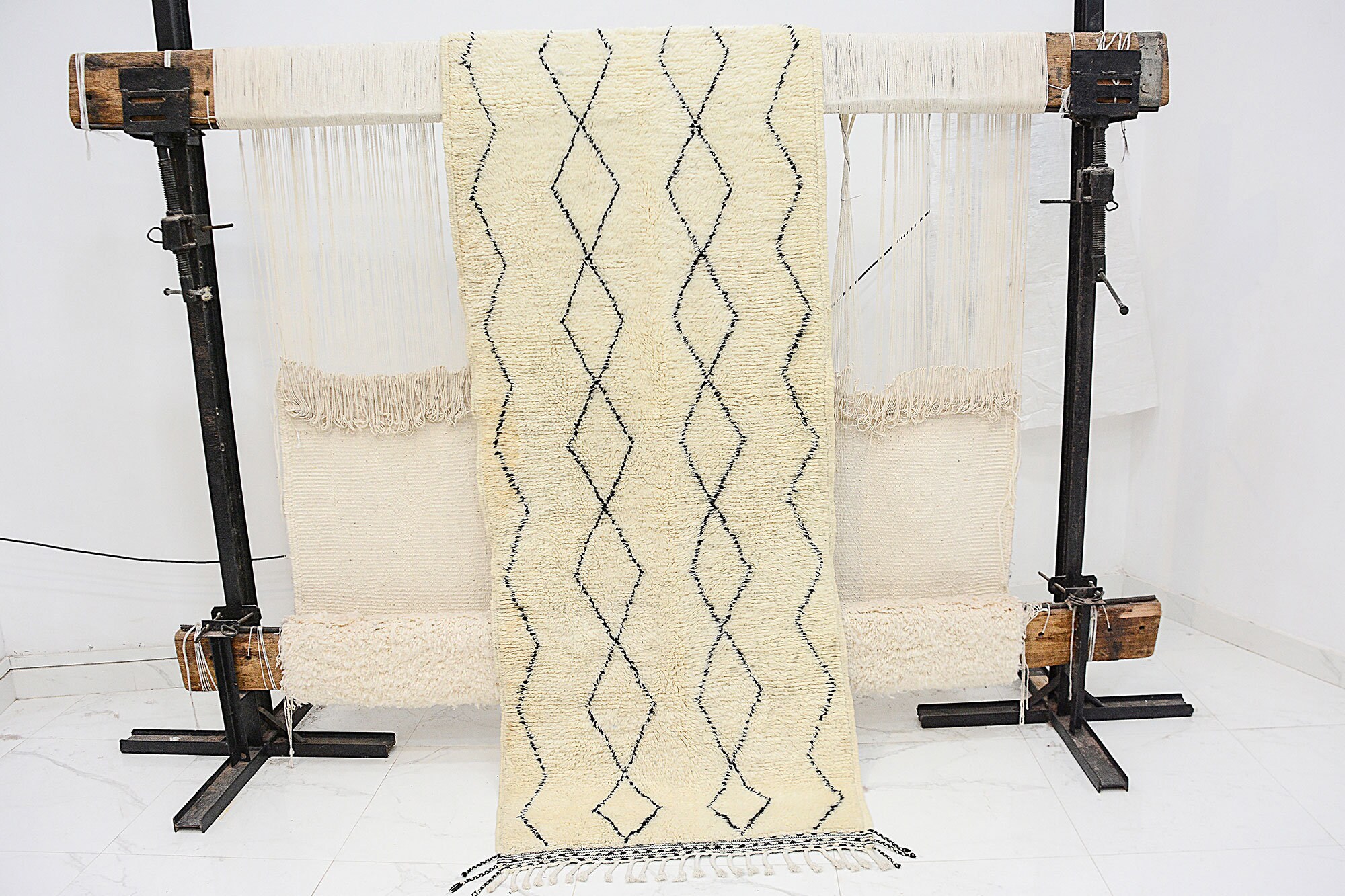 Tapis Runner - Tapis Contemporain Floor Runner Marocain Tapis de Zone Beni Ourain Fait à La Main Ivo