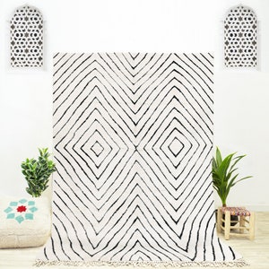 Moroccan Berber Rug, Beni Ourain Rug, Area Rug 8x10, Geometric Rug, Handmade Wool Rug, Wool Rug, Bedroom rug