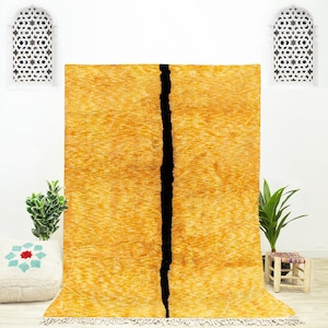 Yellow Moroccan Rug, Handmade Rug, Beni Ourain Rug, Boho Rug, Moroccan Shag Rug, Wool Rug, Rug for Living Room