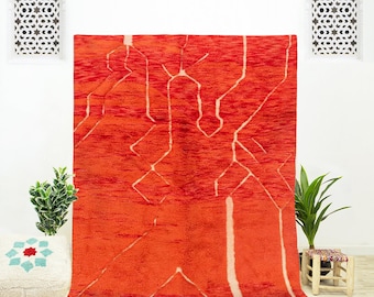 Red Moroccan Rug, Boho Rug, Beni Ourain Rug, Area Rug 8x10, Handmade Wool Rug, Bedroom Rug