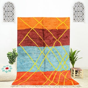 Custom Moroccan Mrirt Rug: Contemporary Orange Area Rug