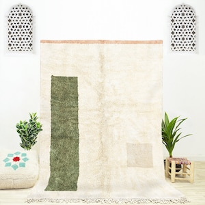 Abstract Green Moroccan Rug: Custom Berber Wool Rug