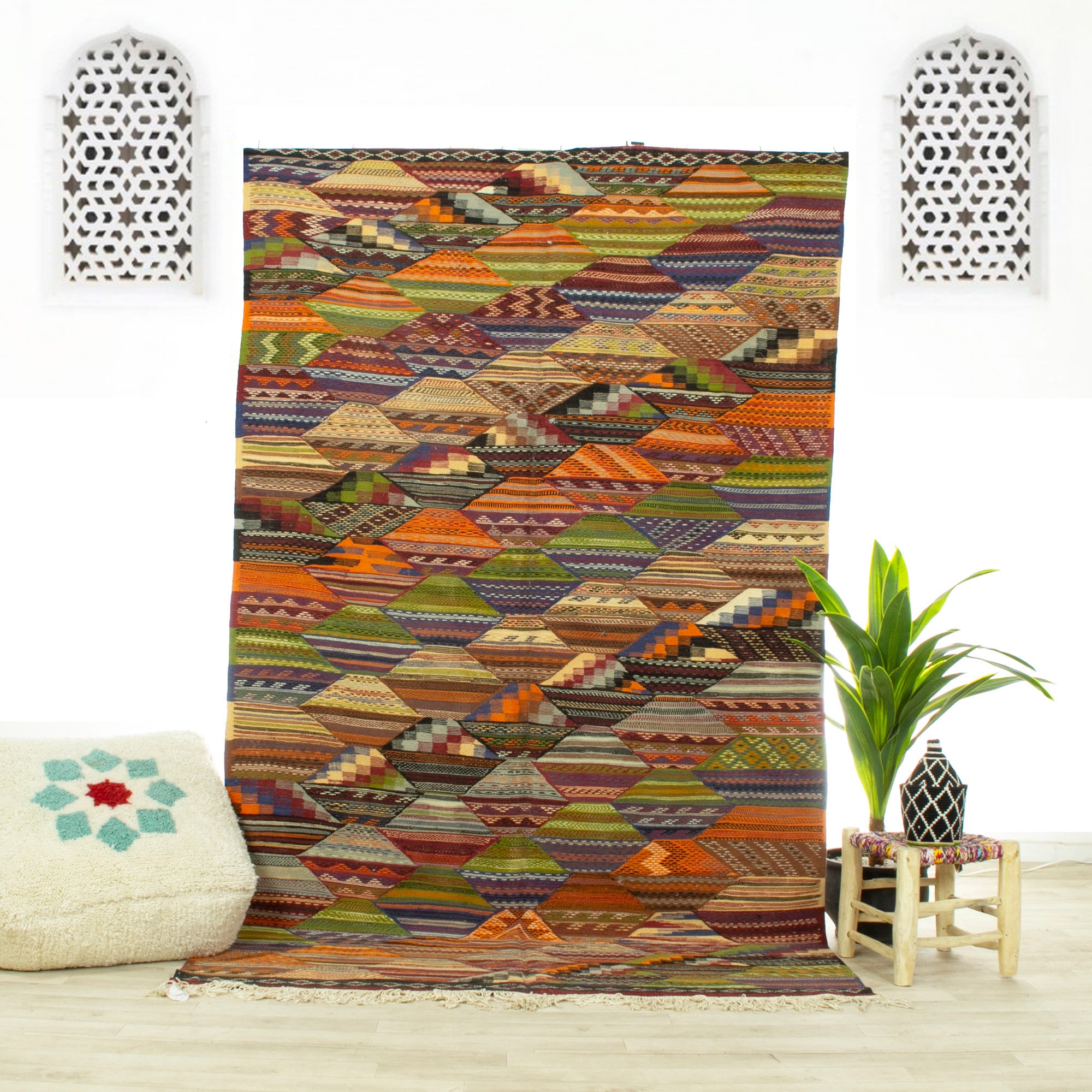 Tapis Berbère Marocain – 5,2x8 Ft – Laine Tissée Main – Multicolore – Boho