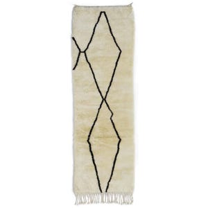 White Moroccan Rug Runner is a Beni Ourain Runner Rug, Handmade Berber Runner, Moroccan Wool Hallway Runner, Custom Beni Ourain Rug