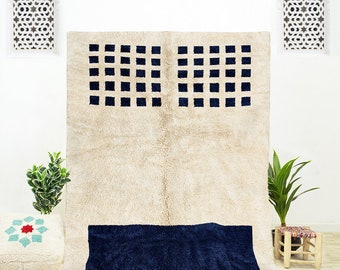 Checkered Beni Ourain Rug: Hand-Knotted Moroccan Berber Rug