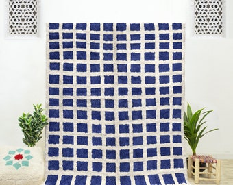 Custom Beni Ourain Moroccan Checkered Rug for Living Room