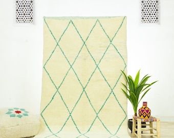 Contemporary Custom - Moroccan rug - area rug - beni ourain rug - handmade rug - Off-white rug - area rugs 4.9x8.4 - Authentic Moroccan rug