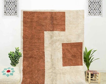 Brown Moroccan Rug, Beni Ourain Rug, Area Rug 8x10, Abstract Rug, Shag Rug, Berber Rug