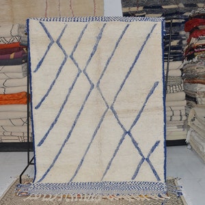 Contemporary Custom - Moroccan rug - area rug - beni ourain rug - handmade rug - Blue rug - area rugs - Authentic Moroccan rug