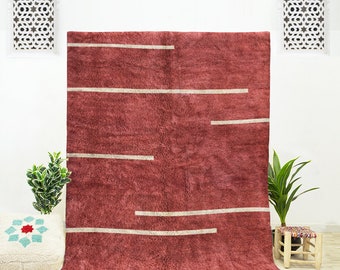 Pink Beni Ourain Rug: Abstract Berber Handwoven Wool Rug