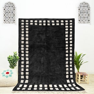 Shag Moroccan Black and White checkered rug