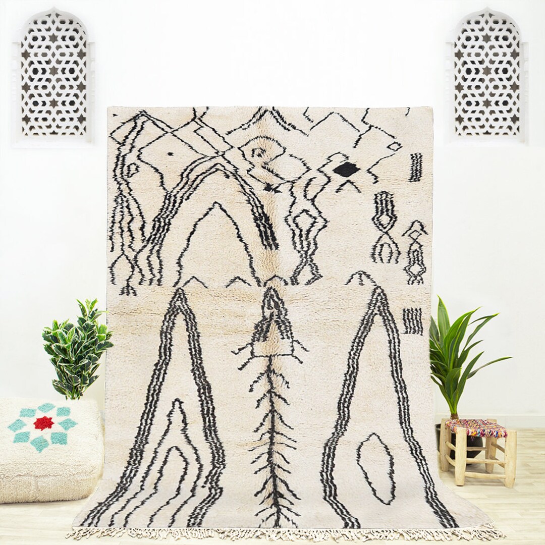 Tapis Berbère Marocain Fait Main – Laine De Mouton – 6,5x9,5 Ft – Style Bohème