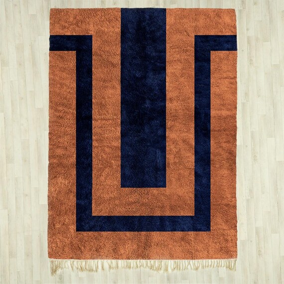 ブラウン モロッコ ラグ、リビングルーム用ブラウン ラグ、幾何学模様