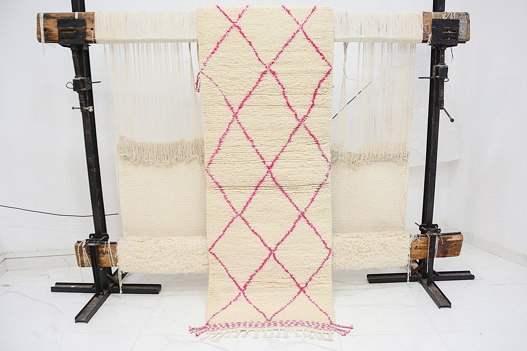 Tapis Runner - Tapis Contemporain Floor Runner Marocain Tapis de Zone Beni Ourain Fait à La Main Ivo