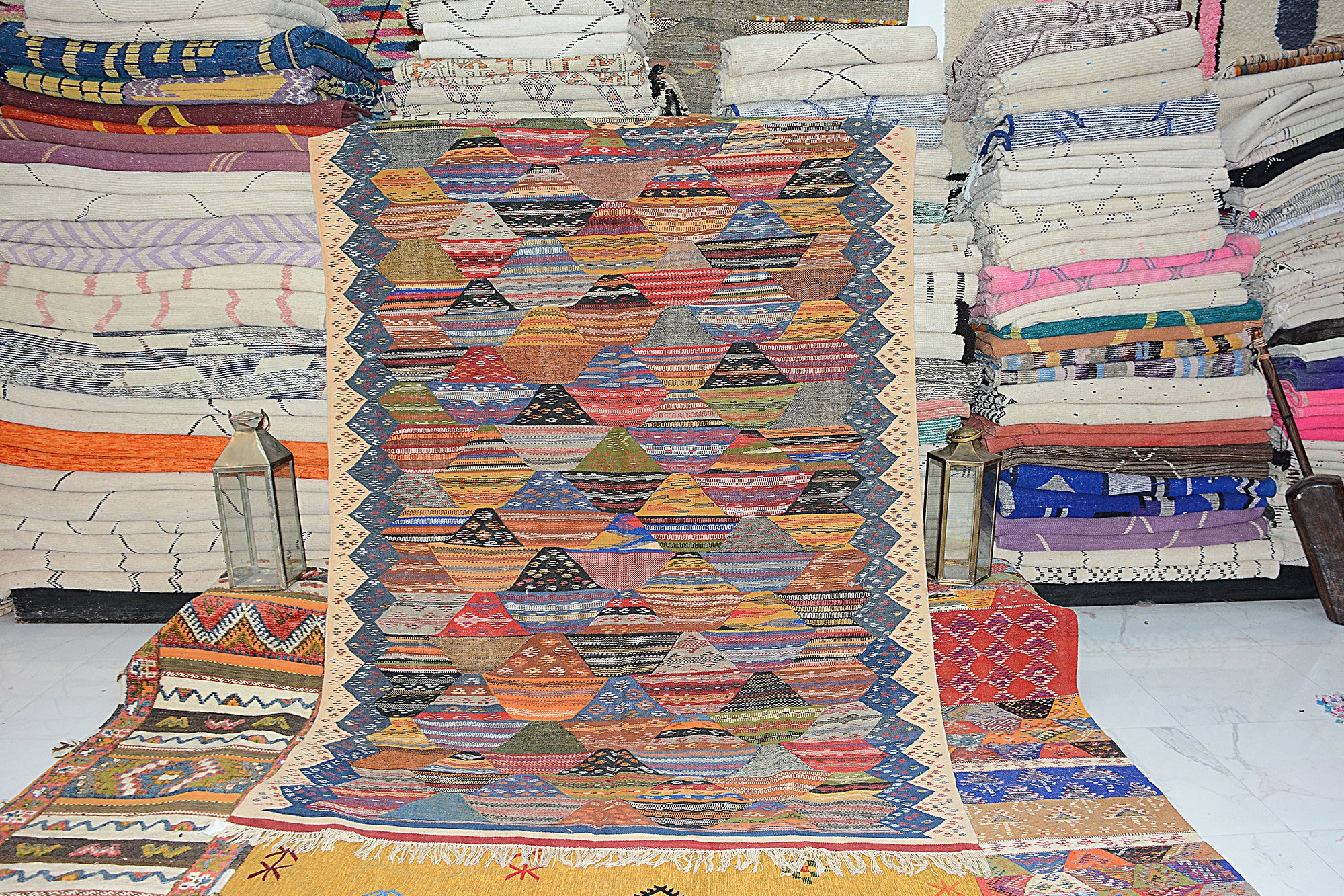 Kilim Large - Tapis Marocain Tapis de Zone Fait à La Main Coloré 6.1x9.5 Authentique Pour Salon