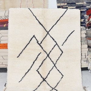 Contemporary Custom - Moroccan rug - area rug - beni ourain rug - handmade rug - Off-white rug - area rugs - Authentic Moroccan rug