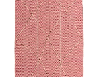 Handmade Pink Kilim Rug: Tribal Berber Wool Rug, Modern Home Decor