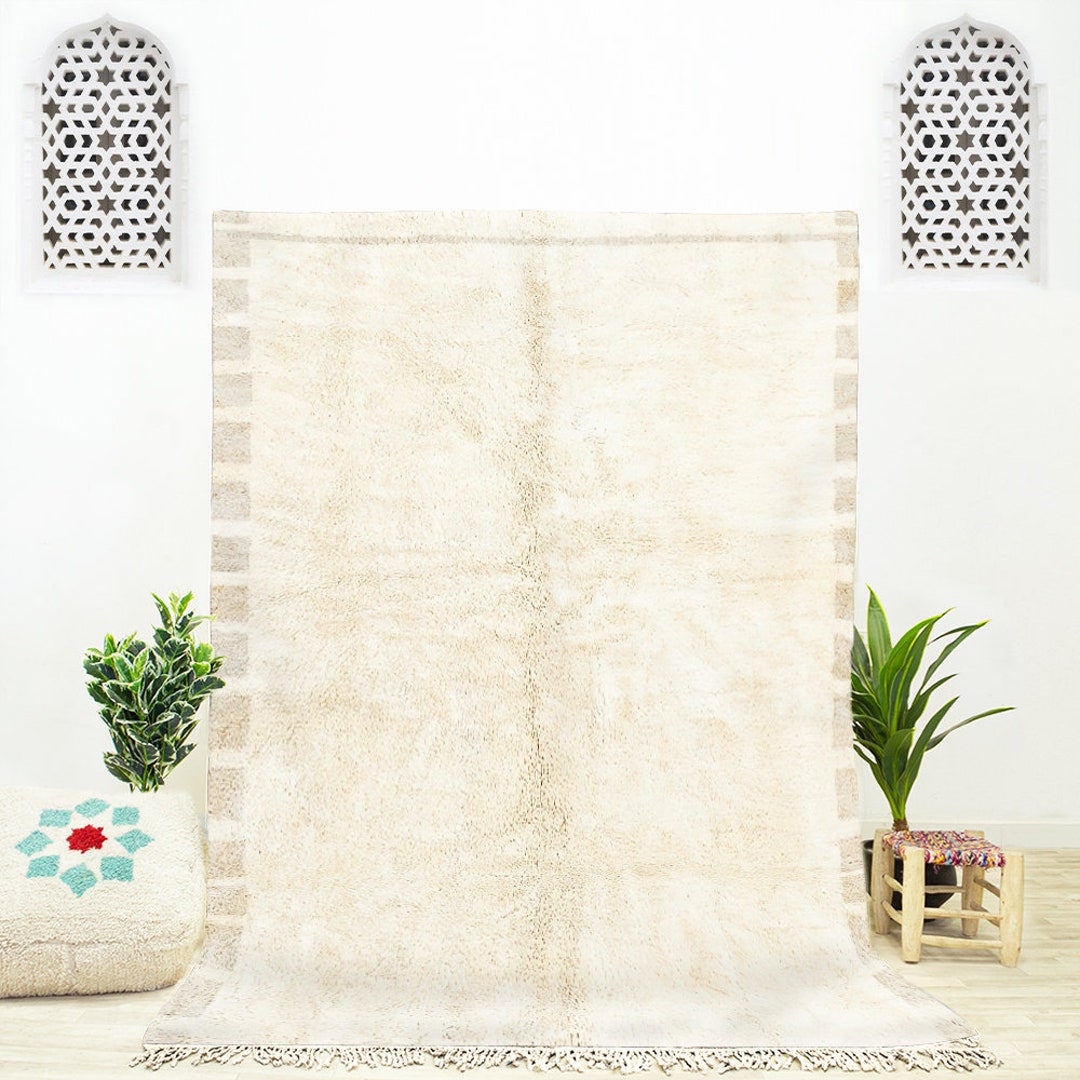 Off White Rug Roumd White and Off-white Moroccan Rug - Off-white Checkered Rug - Berber ...