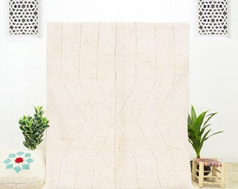 Handmade Beni Ourain Shag Rug: Moroccan Berber Wool Area Rug