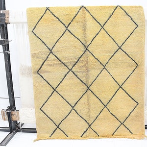 Custom Moroccan Rug: Handwoven Yellow Beni Ourain Rug