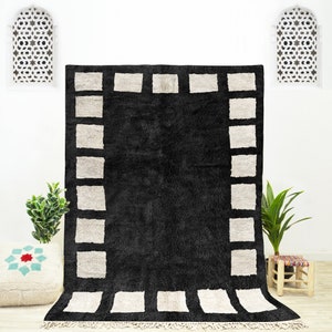 Sheepskin Moroccan Black and White checkered rug