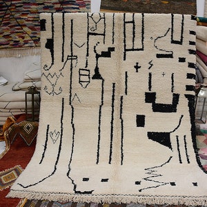 Contemporary Custom - Moroccan rug - area rug - beni ourain rug - handmade rug - White rug - area rugs - Authentic Moroccan rug