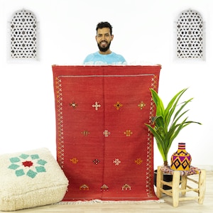 Custom rug - Moroccan rug - area rug - handmade rug - Red rug - area rugs - Authentic Moroccan rug - Moroccan Kilim rug