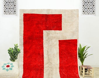 Red Moroccan Rug | Red Abstract Rug | Red Berber Rug | Large Red Area Rug | Red Room Rug | Red Living Room | Moroccan Area Rug