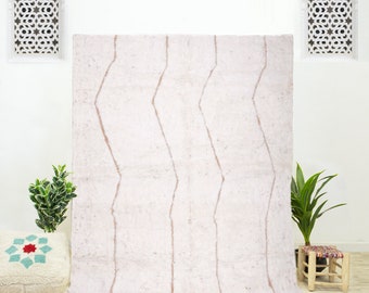 Off white Beni Ourain Custom Rug, Moroccan Shag Rug, Handmade Area Rug for Living Room.