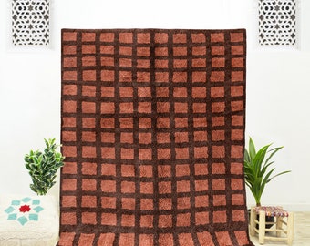 Checkered area rug, handmade Beni Ourain rug, Moroccan Berber checkerboard custom cug