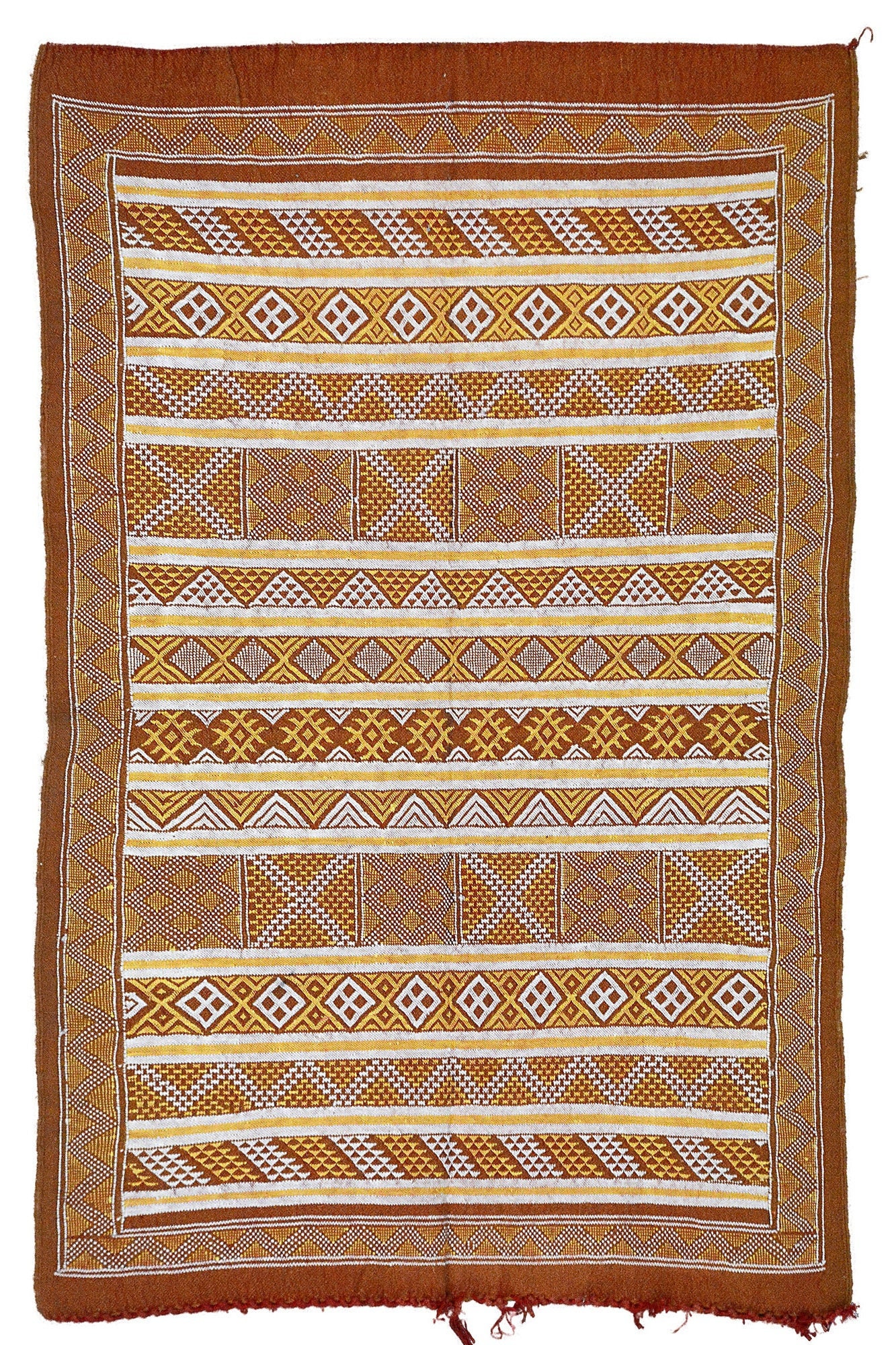 Petit Tapis Contemporain - Tapis Marocain de Zone Oued Zem Fait à La Main Marron 3.1x4.8 en Laine