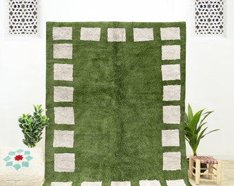 Moroccan Shag Rug, Checkered Area Rug, Beni Ourain Rug, Checkerboard Rug, Wool Rug, Area Rug 8x10
