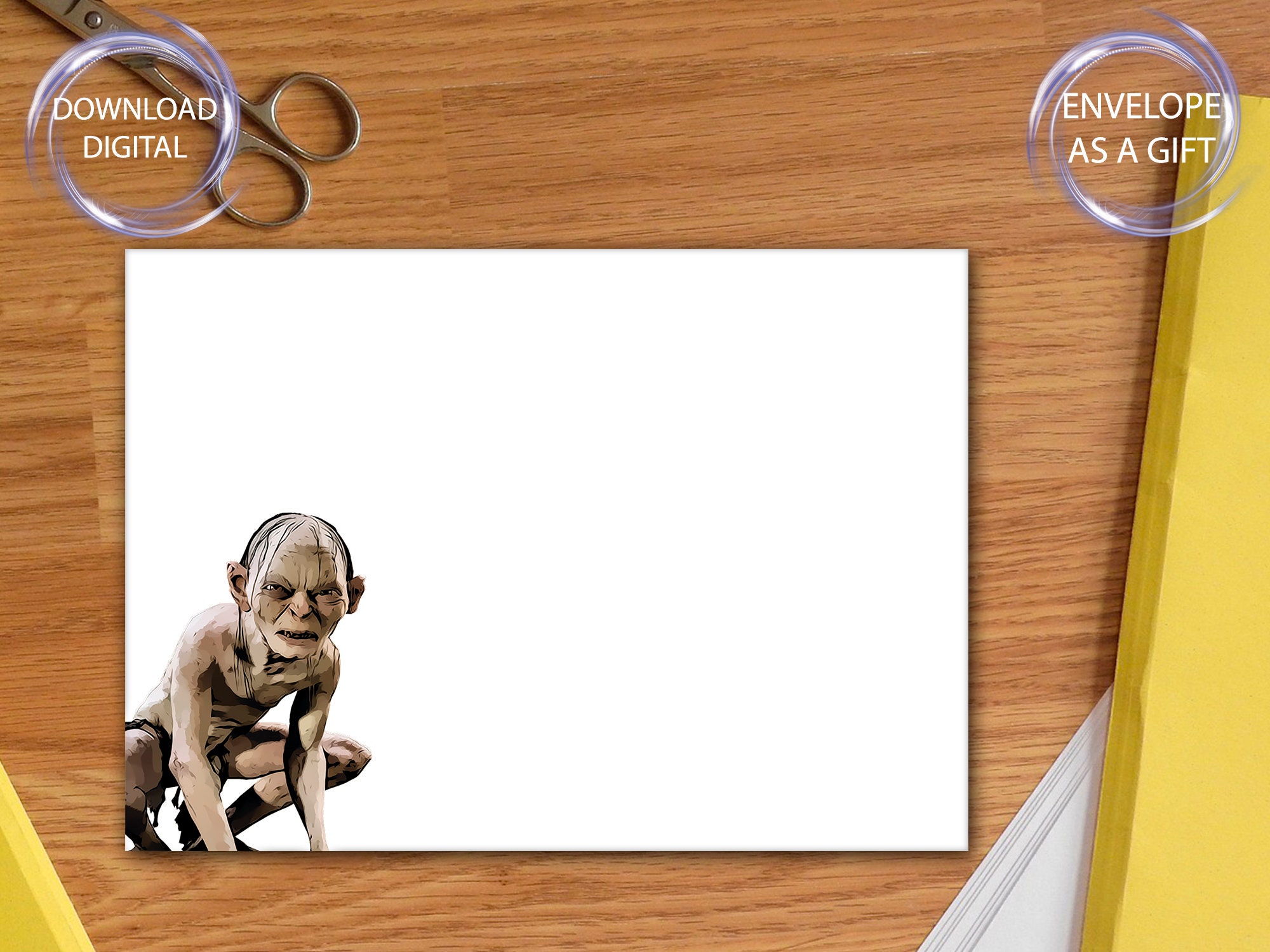 Gollum Printable Card with Free A7 Envelope Template 5 | Etsy