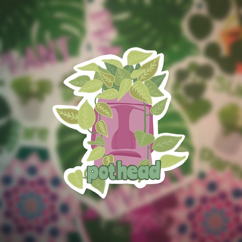 Pot head plant stickermatte sticker with option for waterproofing with gloss finish Support plant parenthood!