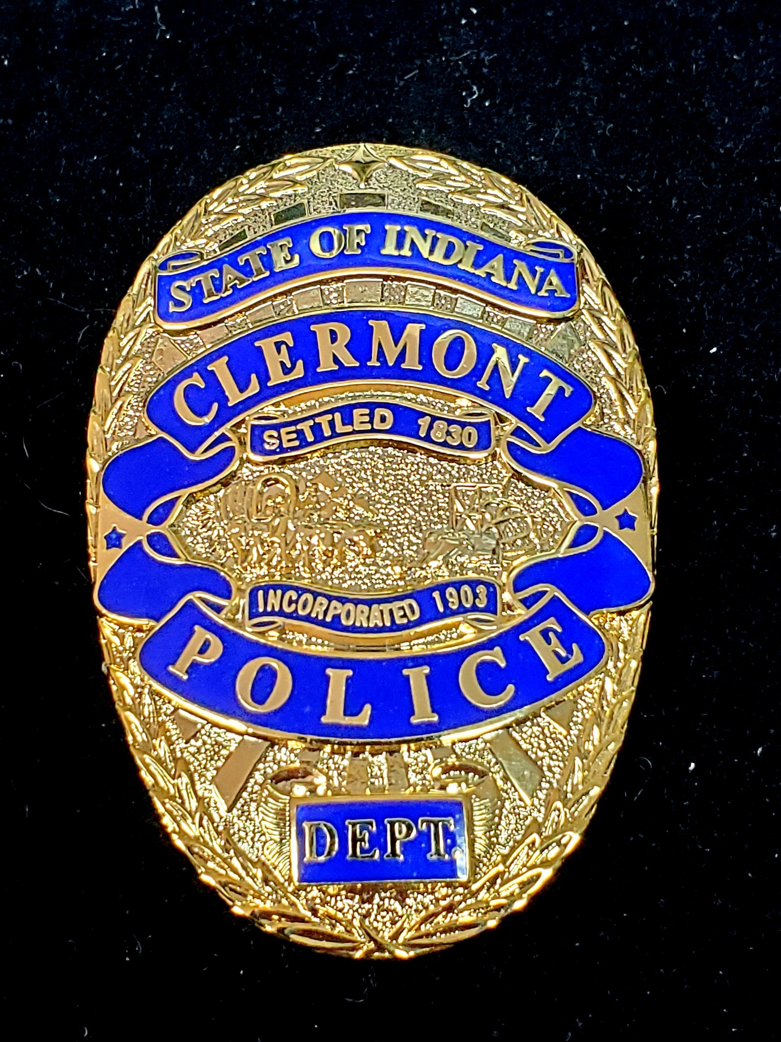 Clermont Indiana Police Hat Badge Gold Etsy