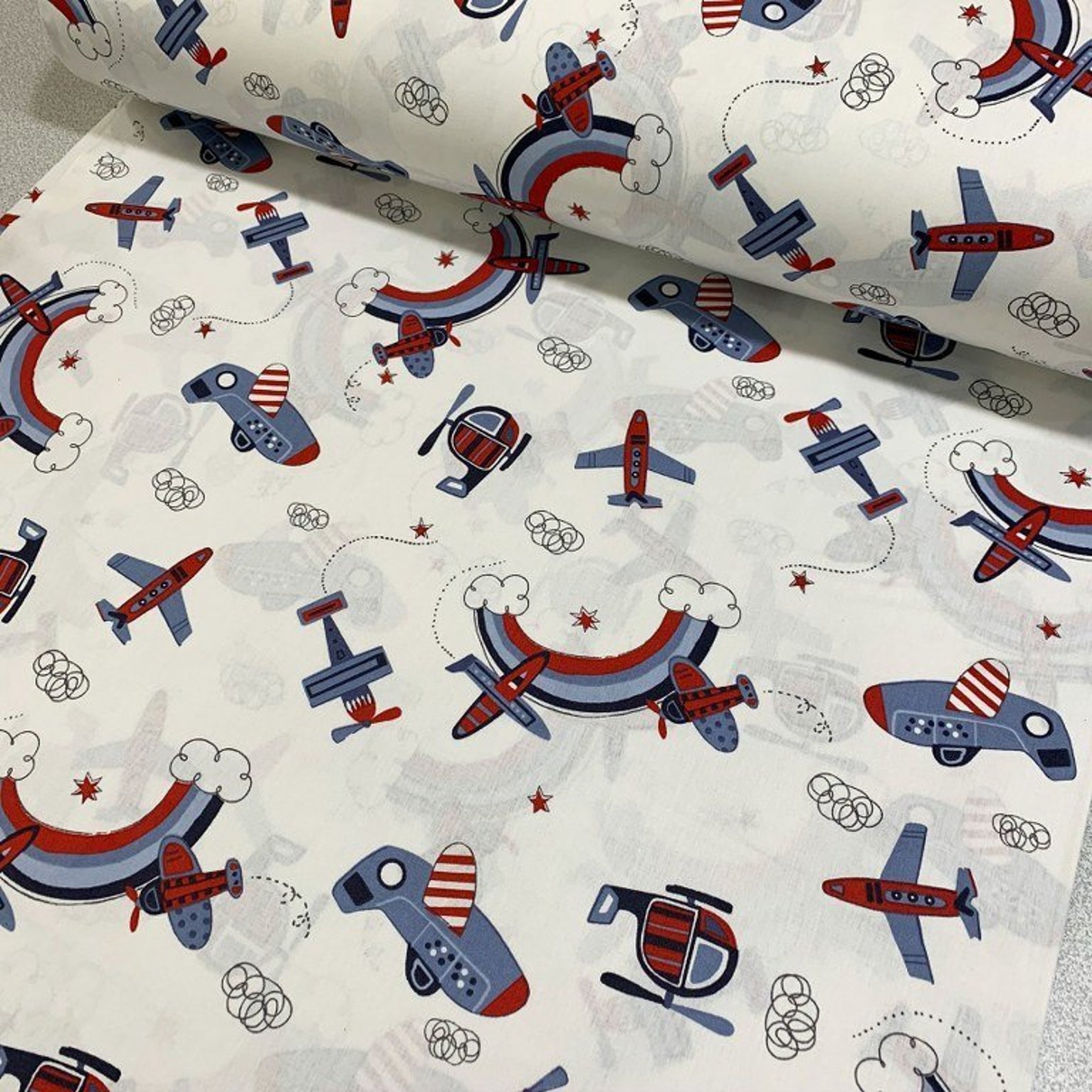 Airplane fabric by the yard 100 cotton organic fabric Etsy