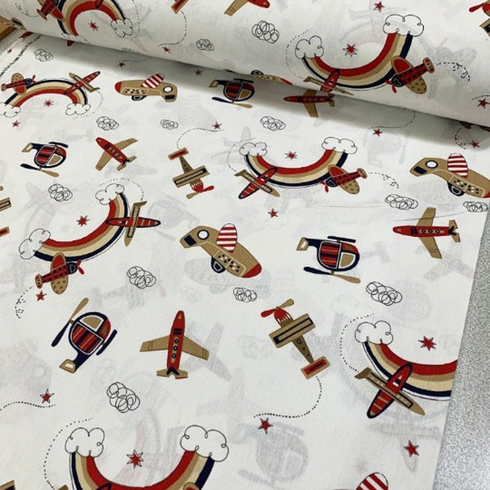 Airplane fabric by the yard 100 cotton organic fabric Etsy