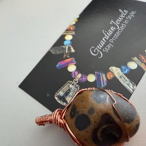 Leopard Skin Jasper Guardian Jewel Pendant (Hand Wrapped with/ Copper Wire)