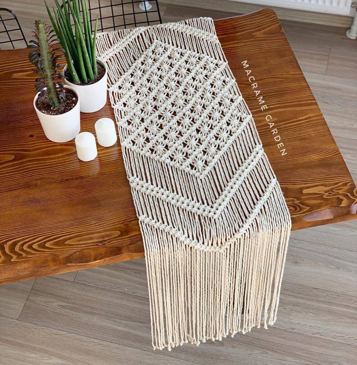Weihnachtlicher handgefertigter Makramee Tischläufer Boho Etsy