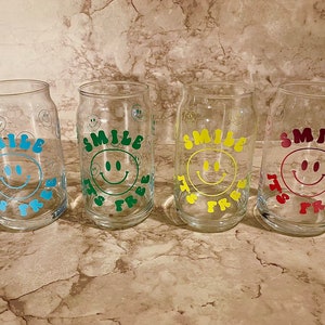 Smile, It’s Free Libbey Glass; 16 oz. Smile, It’s Free Beer Can Glass; Iced Coffee Glass