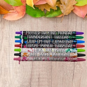 Fun Days of the Week Pens; Cuss Words Days of the Week Pens; Office Gag Gift