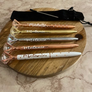 Personalized pen and FREE pouch,Wedding favor, Mother’s Day gift, Graduation pen gift, diamond pen, rose gold
