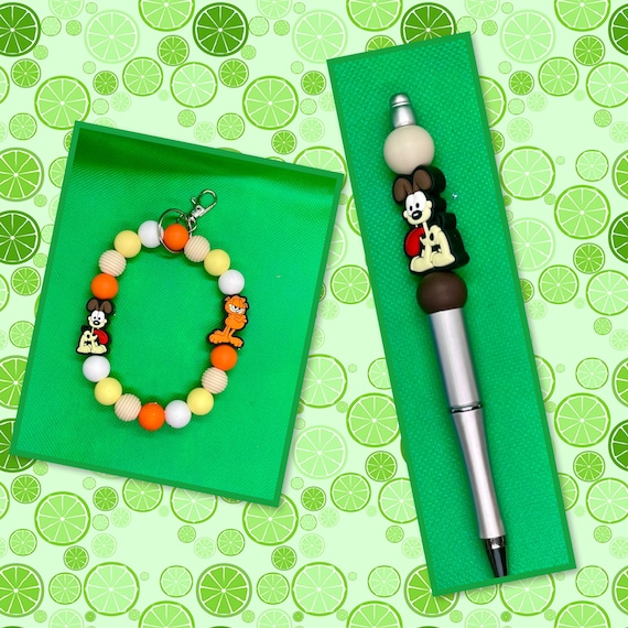 Silicon Bead Wristlet Keychain Cartoon