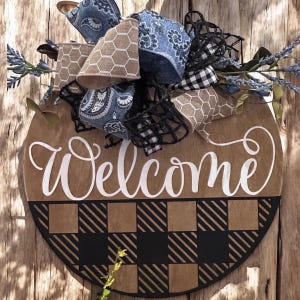 Welcome Door Hanger; 15” Welcome Door Sign; Front Door Decor; Indoor/Outdoor Door Hanger