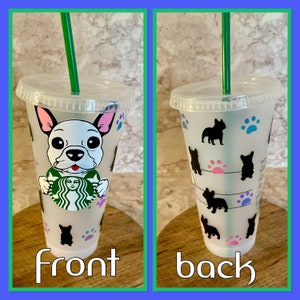 Frenchie 24 oz Reusable Cold Cup Tumbler; Reusable Cold Cup Tumbler