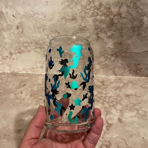 Holographic Mermaid Libbey Glass; 16 oz. Holographic Mermaid Beer Can Glass; Iced Coffee Glass