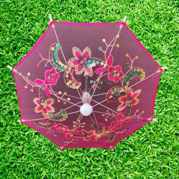 Unique Vintage Decorative Net knitted Embroidery Lace Small Umbrella for  home décor, Showpiece,Kids Umbrella,Valentine Day Gift