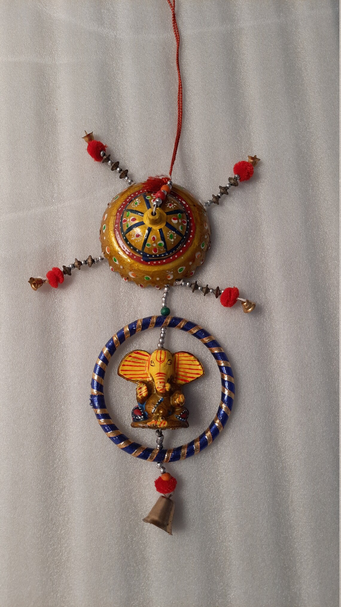 Aditri Traditionelle Indische Türdekoration - 4 Bunte Vogel-Girlanden Mit Glöckchen