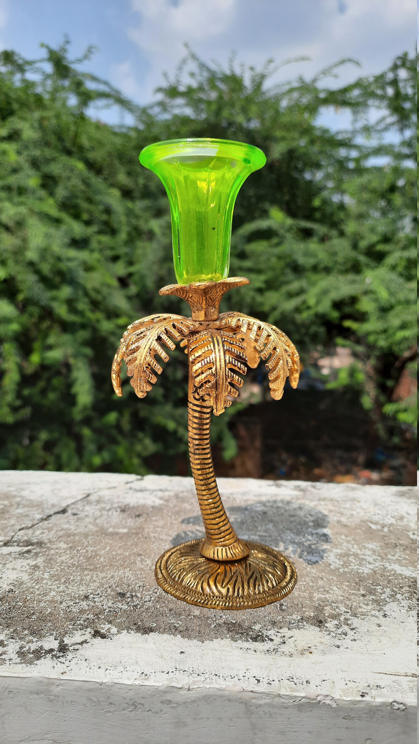 Beautiful Decorative Brass Palm Tree Statue with Candle Etsy